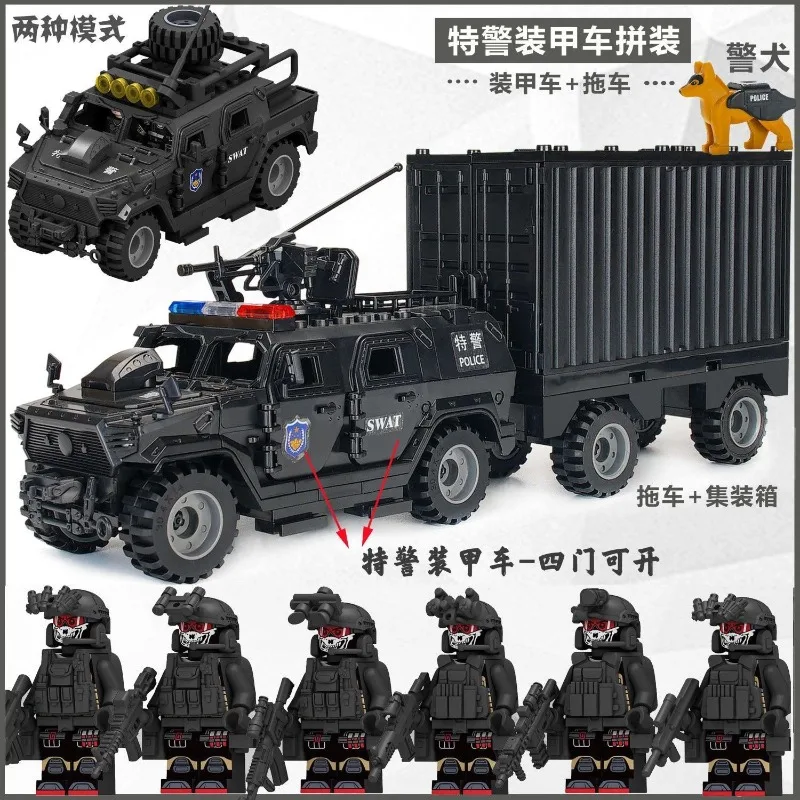 Lego Set Technic - SWAT-actiefiguren, gepantserde voertuigen, bouwstenen, cartoonfiguren, teams,