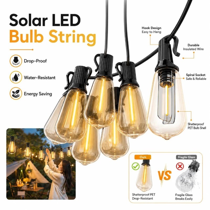 Led Fairy String Lights - Buitenverlichting op zonne-energie LED Papaya Fairy
