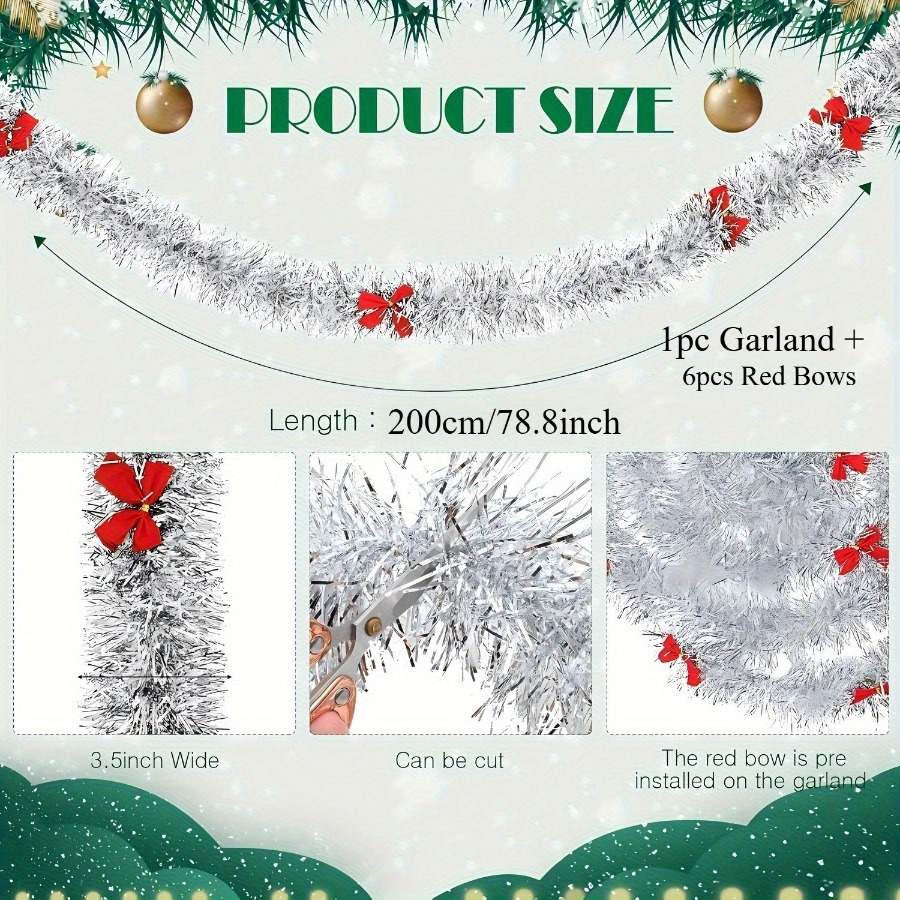 Kersttinsel-garland met rode s - Tinsel Garland Decoration recensie en prijs