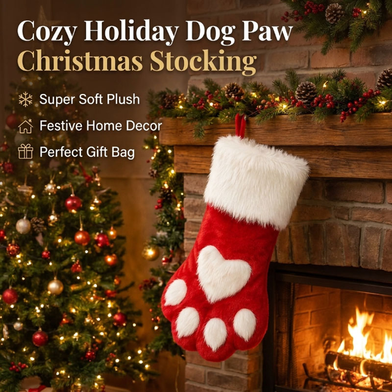 Winterse pluche hondenpoot ker - Christmas Stocking Hanging recensie en prijs