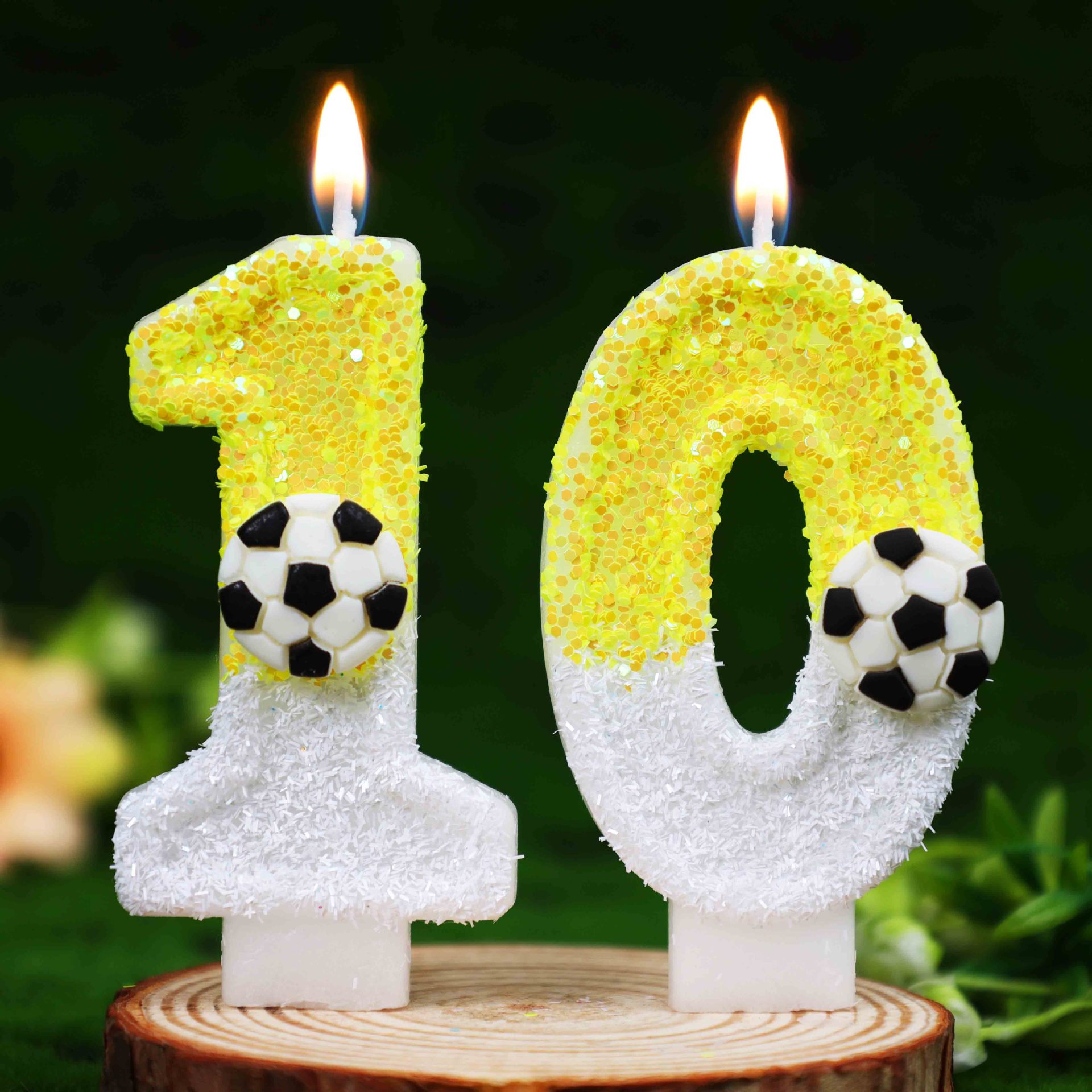 Geel-witte pailletten sport vo - Holiday Candle Set recensie en prijs